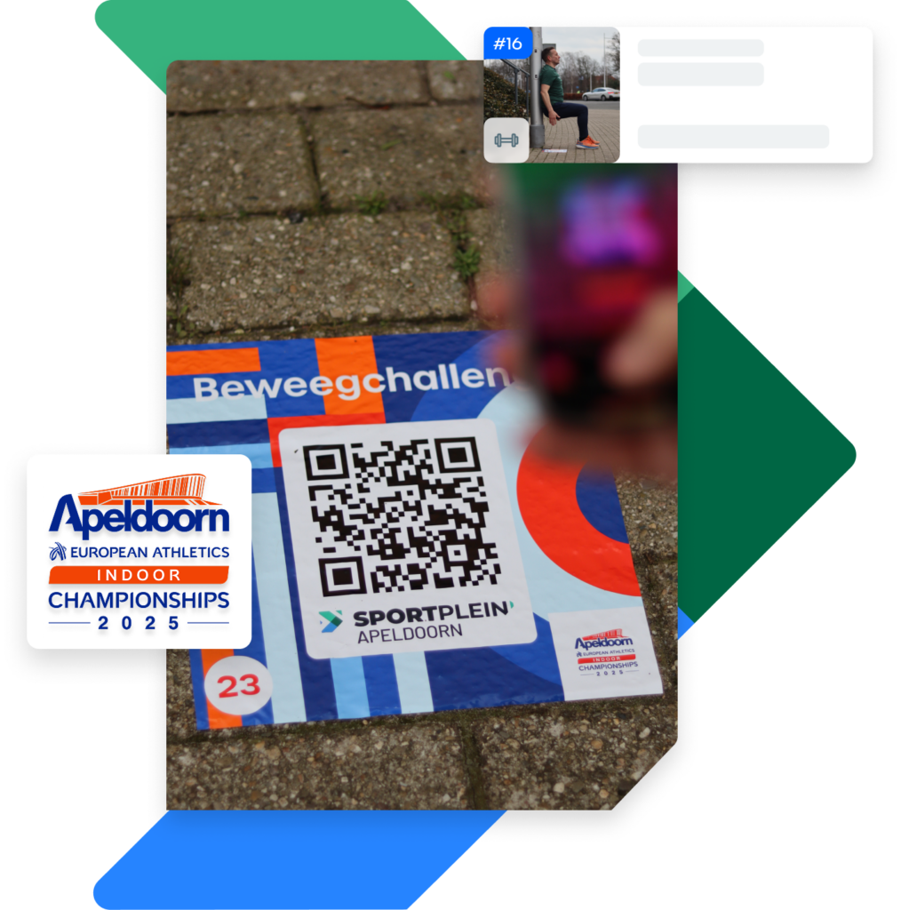 Een EK beweegchallenge-sticker met QR code